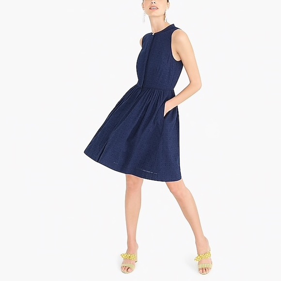 J. Crew Dresses J Crew Navy Eyelet Shirtdress Sleeveless Pockets Poshmark